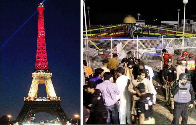 While Lahore was bleeding red, some of us were fretting over the Eiffel Tower turning green