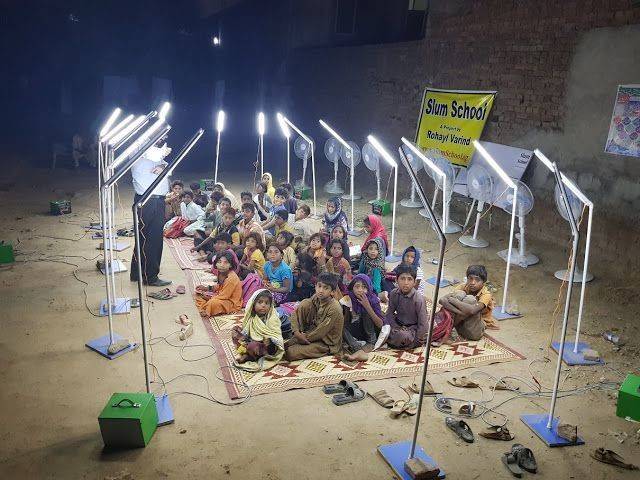 Faisalabad slum school uses solar power to run night classes