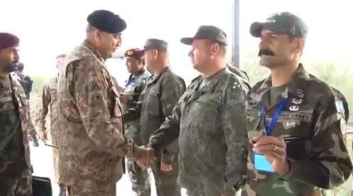 Army chief visits Pak-Russia joint exercise in Pabbi