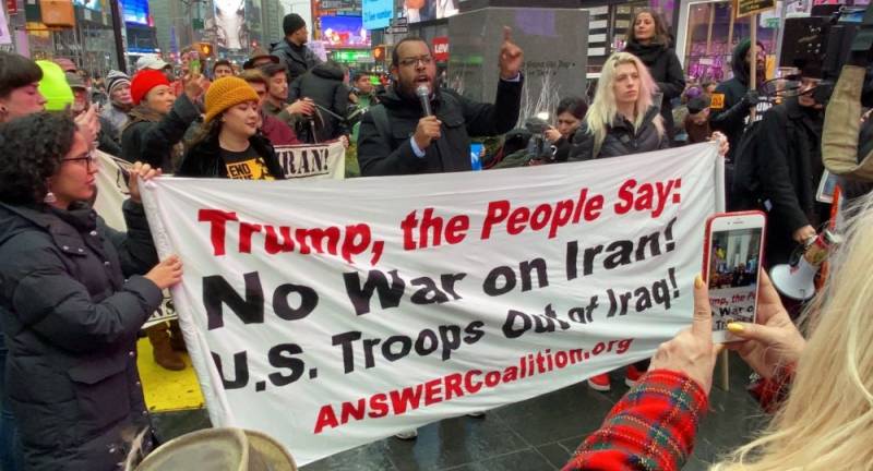 Anti-war protesters rally in New York following Soleimani's killing 