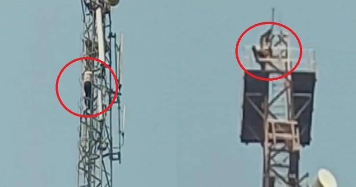 Unemployed youth climbs cellphone tower in Jhelum