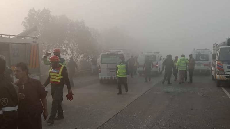 Three dead, ten injured in Lahore motorway pile-up