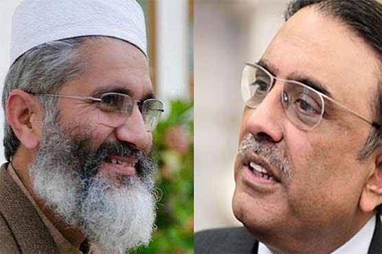 Asif Ali Zardari visits Mansoora, consults JI chief Siraj on no-trust move