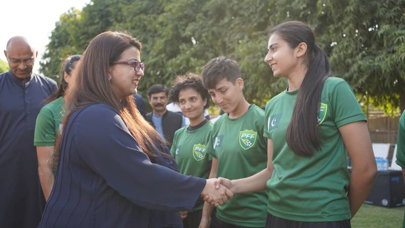 SAPM on Youth Affairs Shaza Fatima Khawaja meets National Women's Football Team