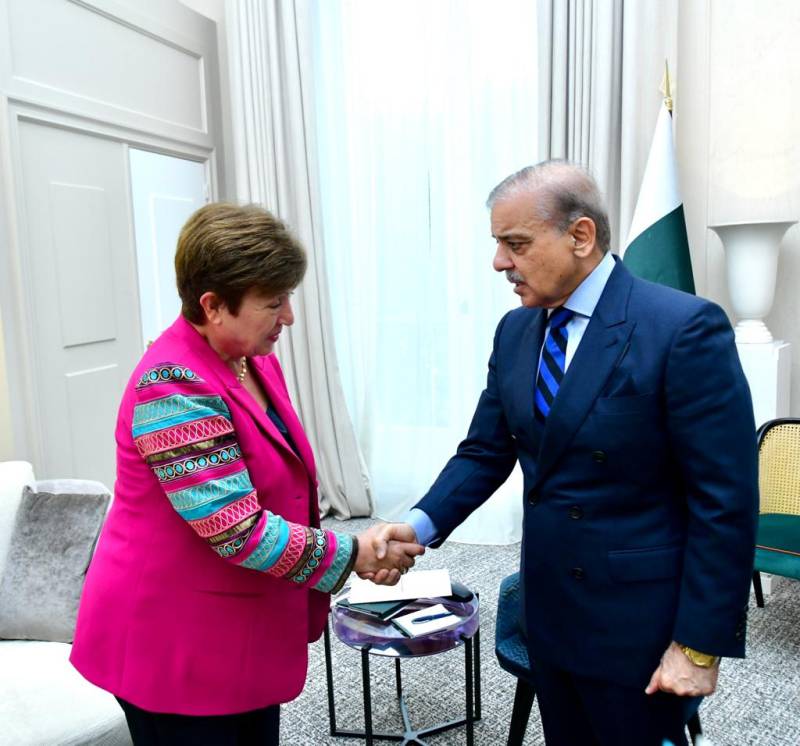 Prime Minister Muhammad Shehbaz Sharif meets IMF Managing Director Kristalina Georgieva