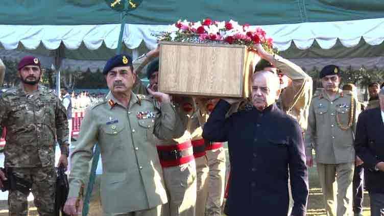 PM Shehbaz, COAS attend funeral of martyred security personnel in Rawalpindi