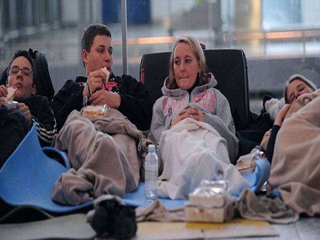 Passengers camp out at Heathrow