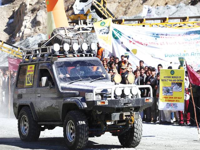 Maiden snow jeep rally held at Lowari Top