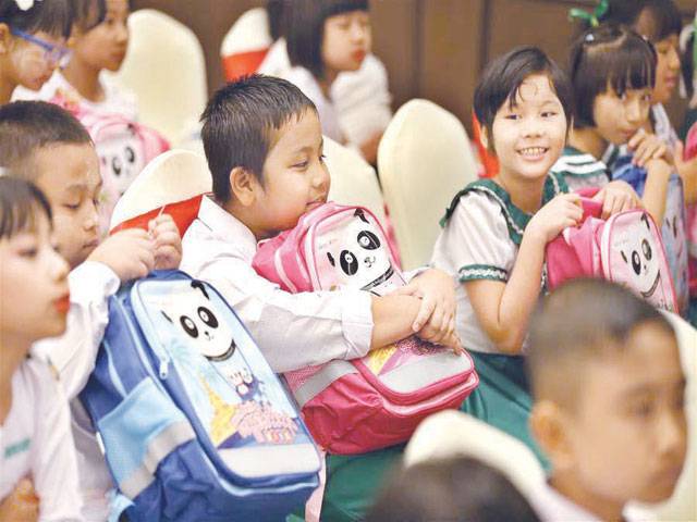 China donates school bags, stationeries to Myanmar students