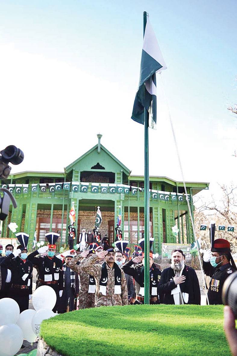 Flag hoisting ceremony at Quaid’s Ziarat Residency