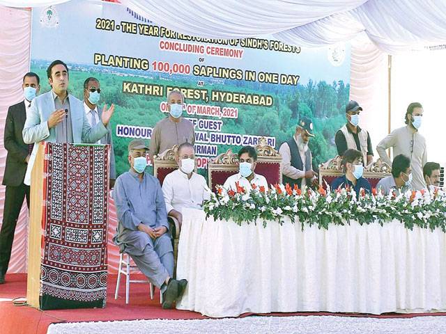 Bilawal launches campaign to plant 100,000 trees in Khatri Forest