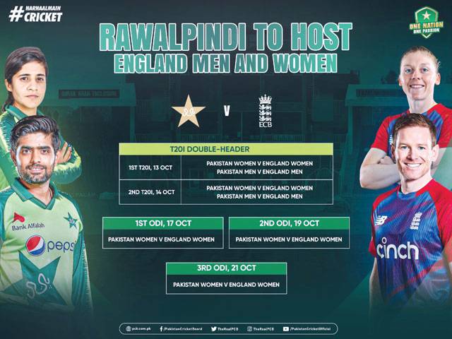 Rawalpindi to host England men, women teams in Oct