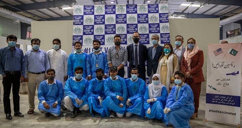 US CG, actor Faysal Qureshi visit Karachi Expo Center to promote Covid-19 vaccinations