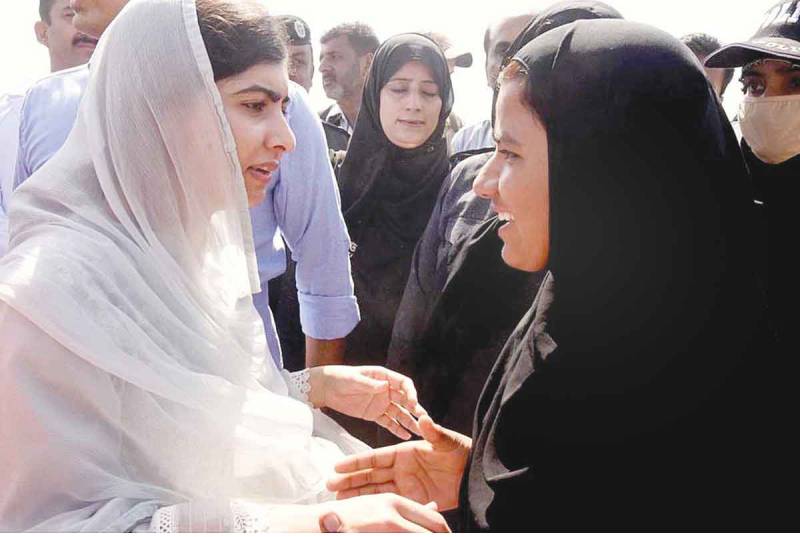 Malala Yousafzai visits flood hit Dadu