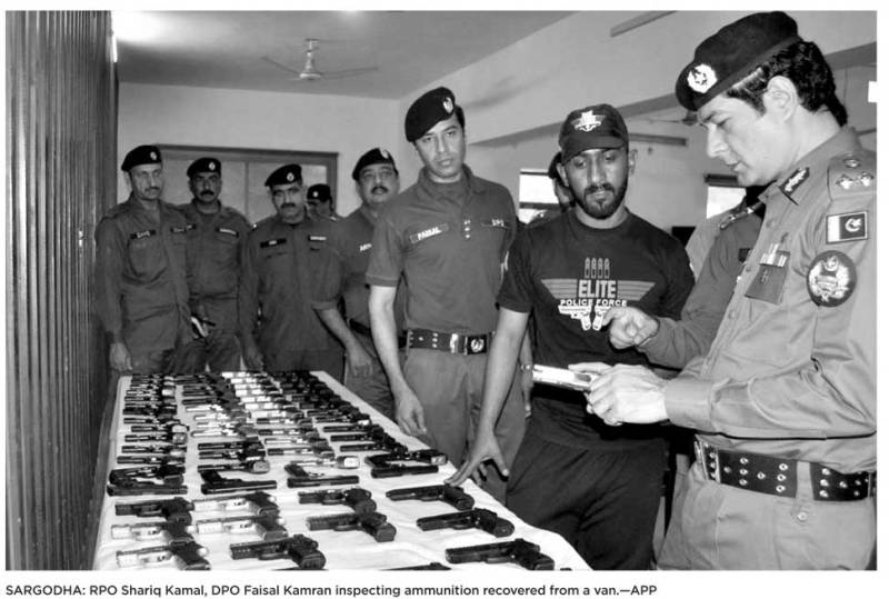 Weapons recovered from van in Sargodha