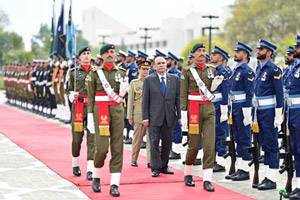 Zardari presented guard of honour at presidency