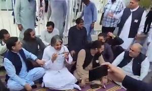 PTI MPs hold 3-hour token hunger strike outside Parliament