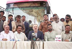 Sharjeel inaugurates Route-8 of People’s Bus Service in Karachi