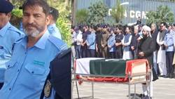 Funeral prayer of Shaheed constable Abdul Hameed Shah offered at Express Chowk