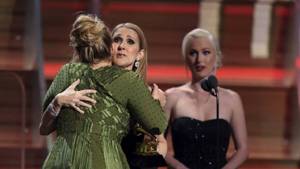 Adele, Celine Dion embrace and weep at Vegas residency show, thrilling fans