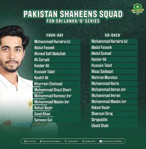 Huraira to lead Shaheens against Lanka A