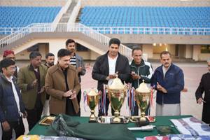 Arshad Nadeem unveils Quaid Inter-Provincial Games trophy